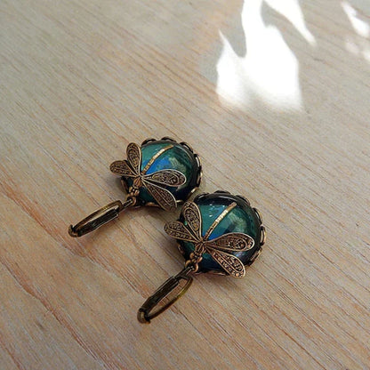 Vintage-Style Glass Dragonfly Earrings