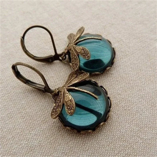 Vintage-Style Glass Dragonfly Earrings