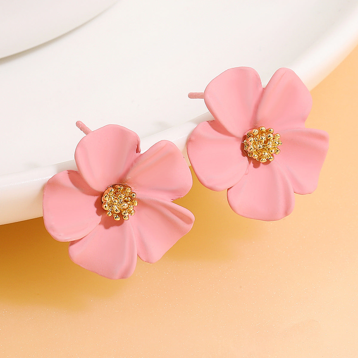 Pink Flower Earrings