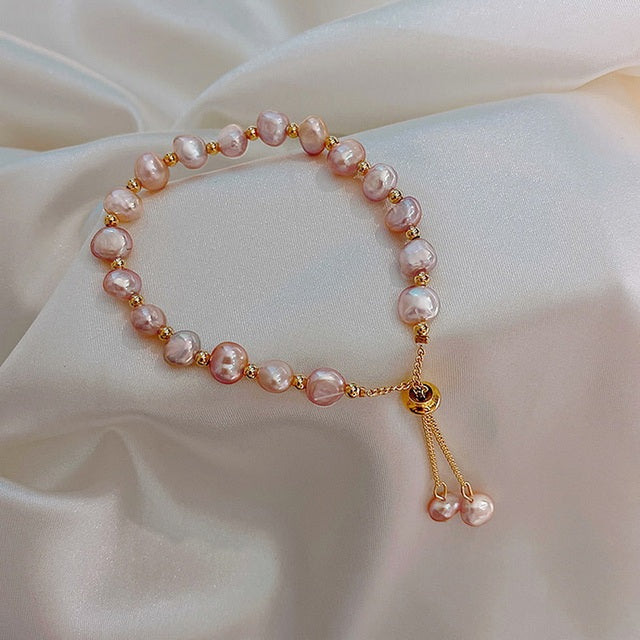 Pink Pearls In Gold