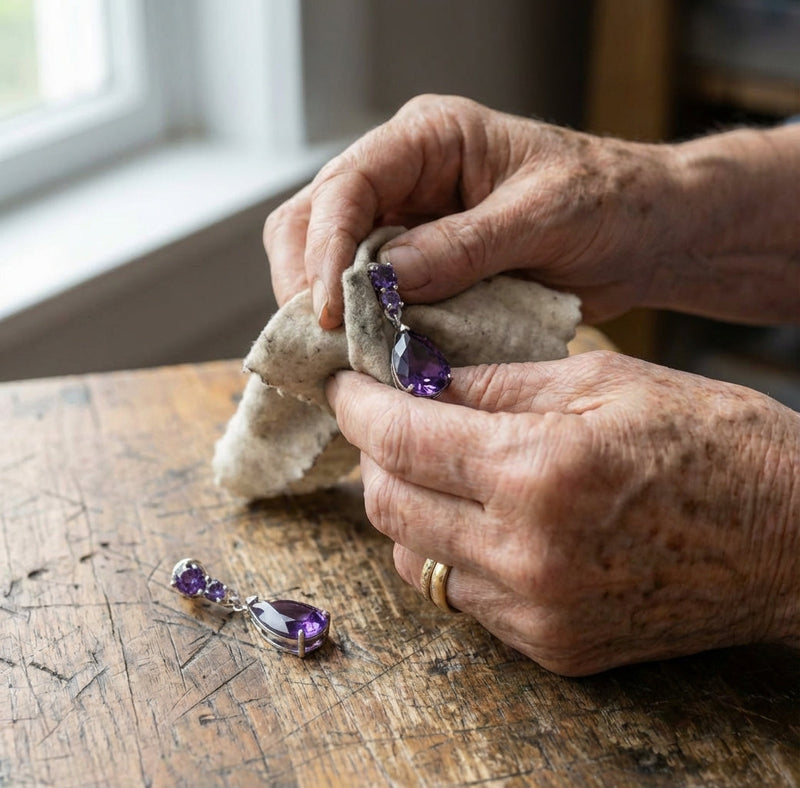 Purple Stone Waterdrop Earrings
