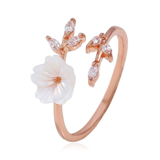Romantic Jade Flower Ring