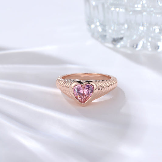 Romantic Pink Heart Ring