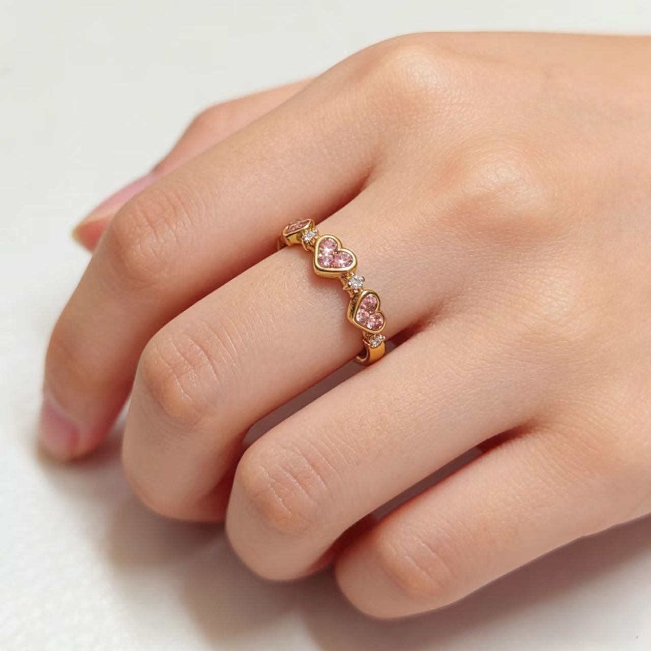 Romantic Pink Heart Ring