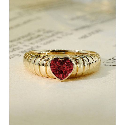 Romantic Ruby Heart Ring
