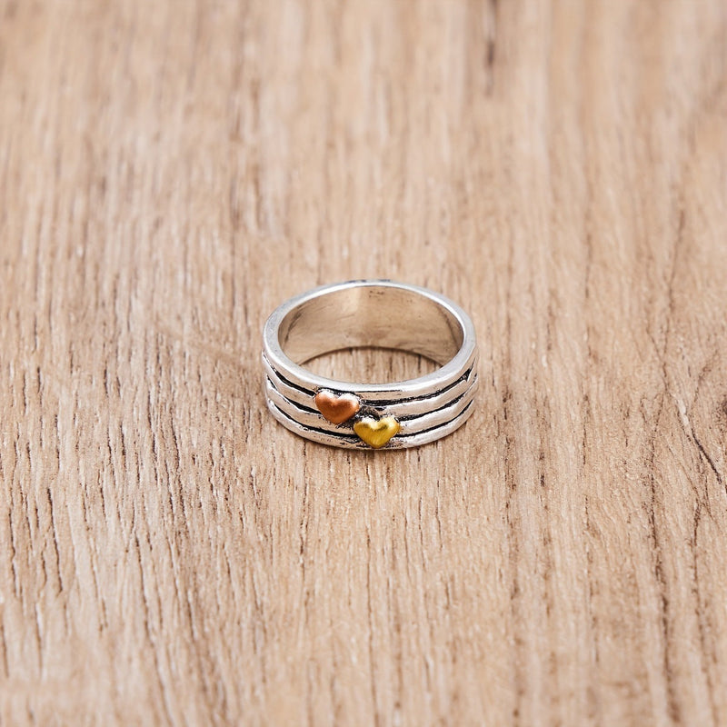 Romantic Two Tone Heart Ring