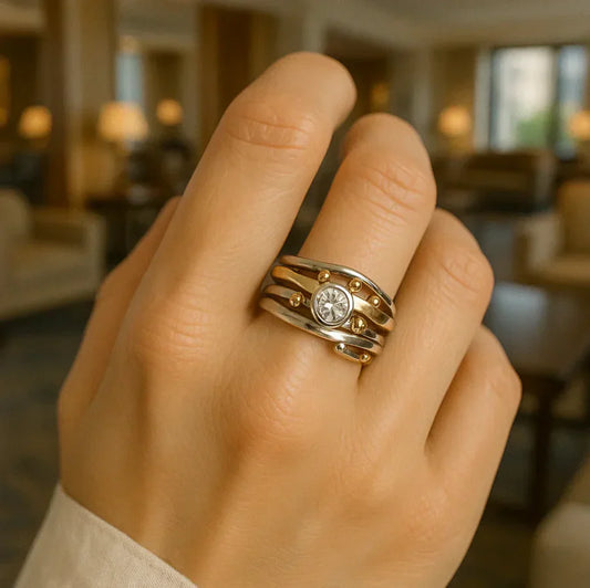Gold Ring Encrusted With Zirconium