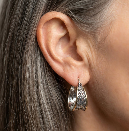 Silver Flower Hollow Dangle Earrings