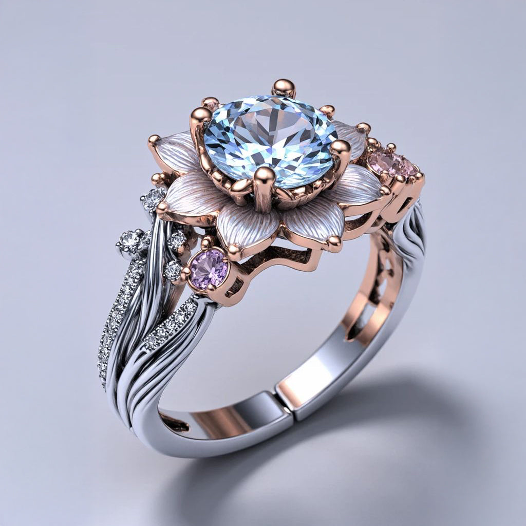 Blue Lotus Bloom Ring