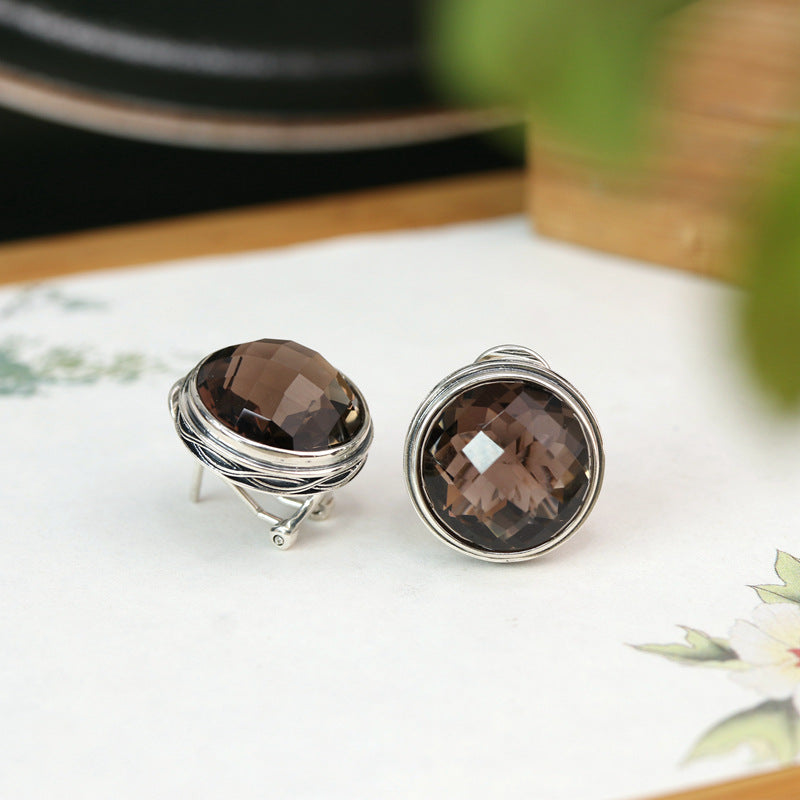 Smoky Quartz Statement Earrings
