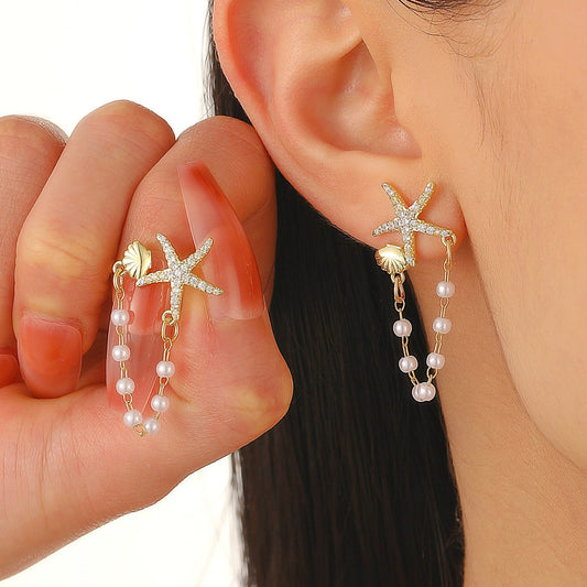 Starfish Pearl Earrings