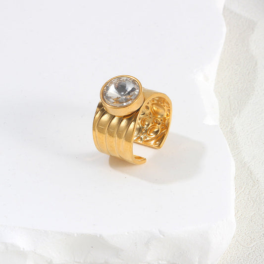 Statement Crystal Gold Ring
