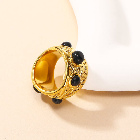 Statement Gold Onyx Ring