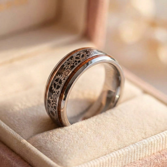 Steampunk Gear Wood Ring
