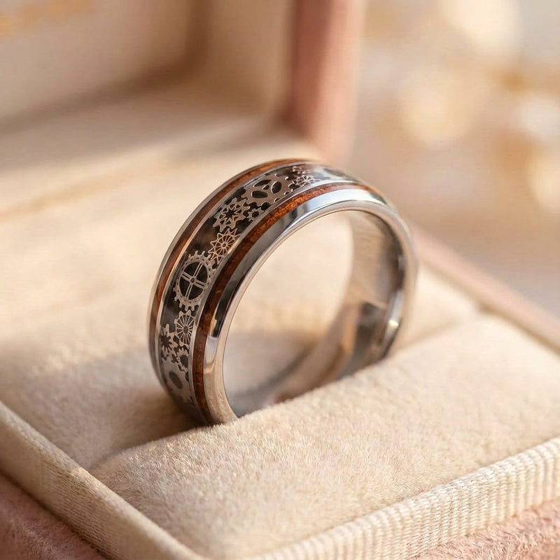 Steampunk Gear Wood Ring