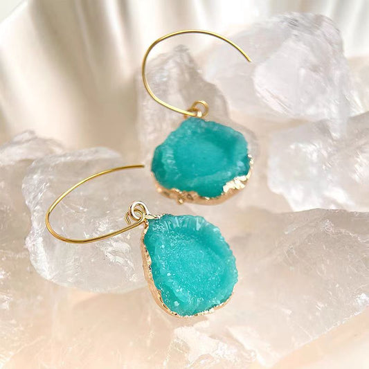 Turquoise Geode Earrings