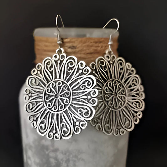 Hollow Mandala Rounded Earrings