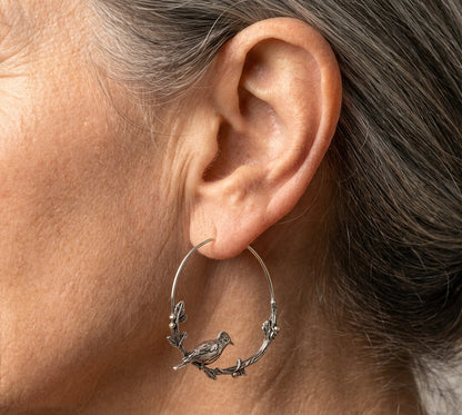 Vintage Bird Leaf Round Drop Earrings