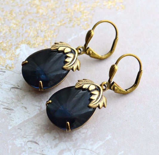 Vintage Black Onyx Earrings