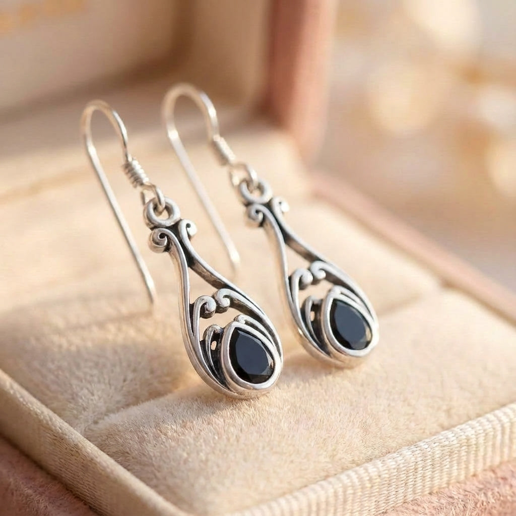 Vintage Black Onyx Earrings