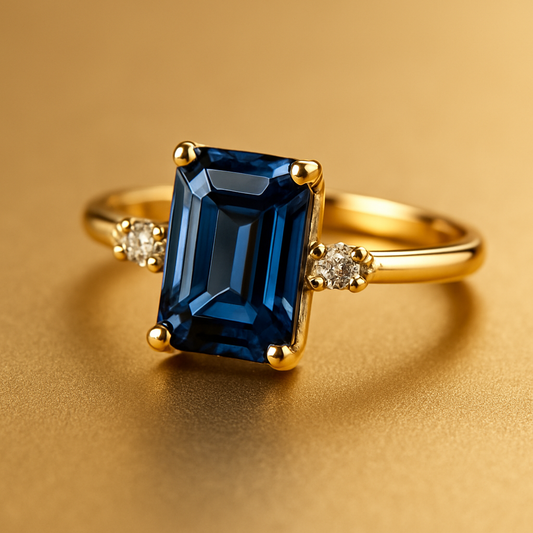 Gold Ring With Blue Crystal