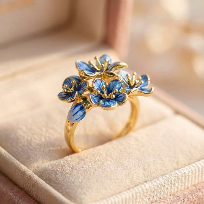 Vintage Blue Flower Ring