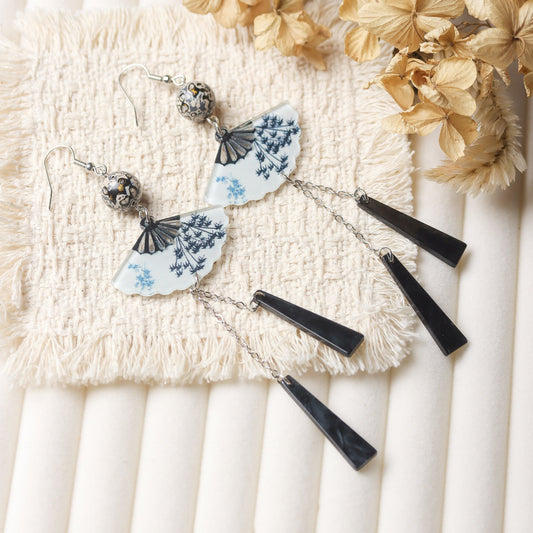 Vintage Blue Porcelain Earrings