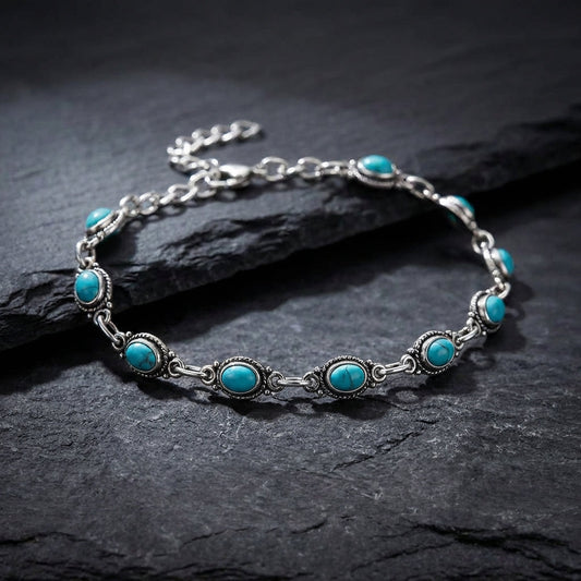 Vintage Blue Stone Ankle Bracelet