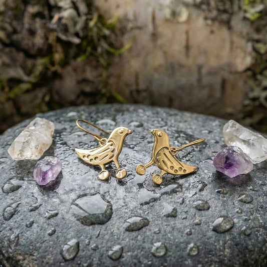 Vintage Bronze Bird Earrings