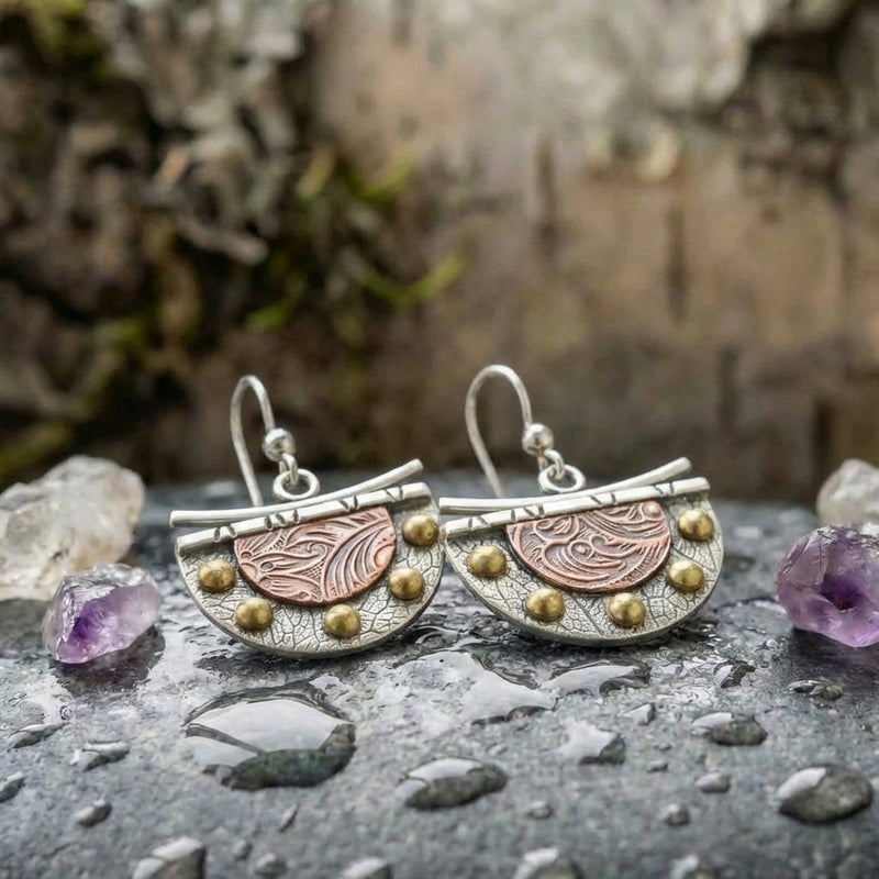 Vintage Bronze Semicircle Earrings