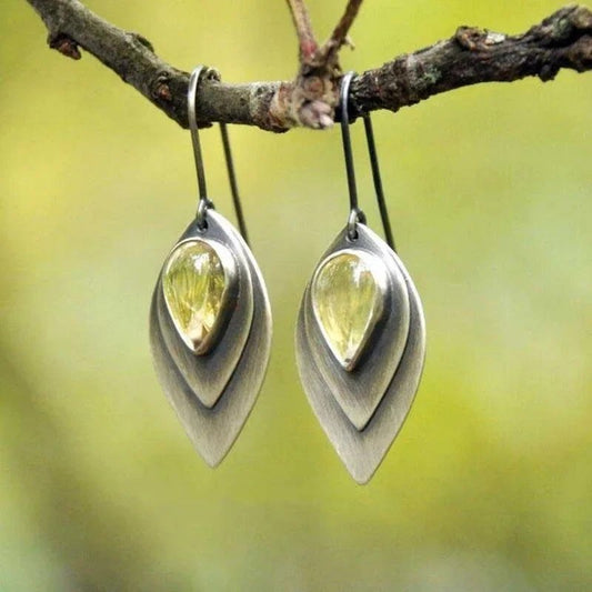 Vintage Citrine Leaf Earrings
