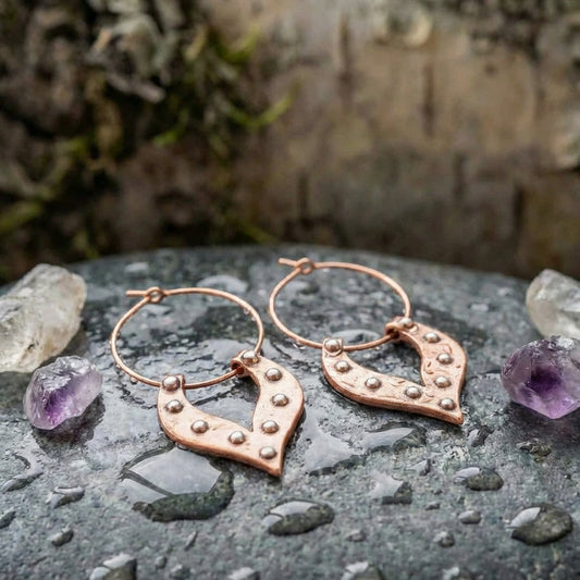 Vintage Copper Heart Earrings
