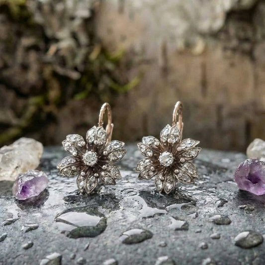 Vintage Crystal Flower Earrings