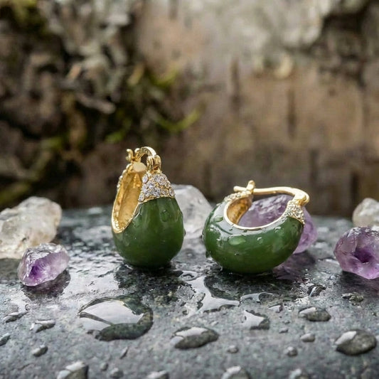 Vintage Crystal Green Stone Earrings