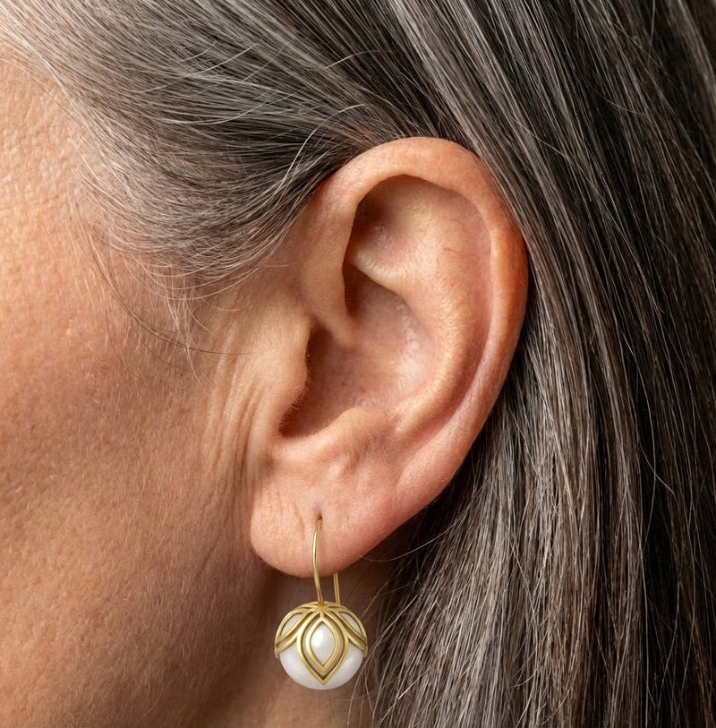 Flower Gold Hook Earrings