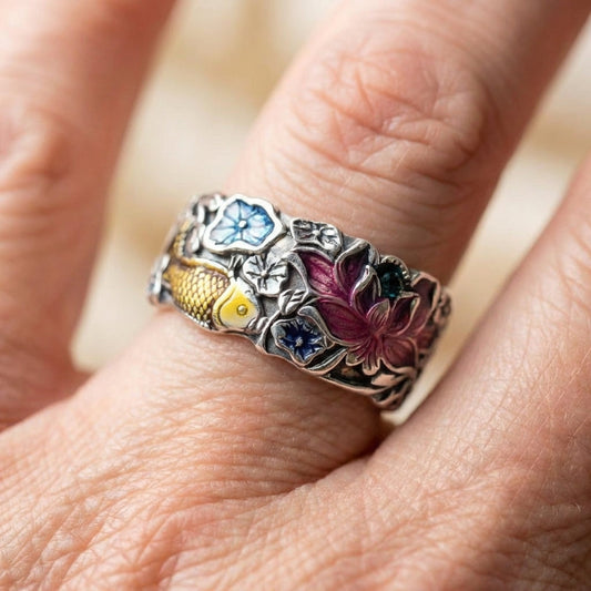Enamel Lotus Ring