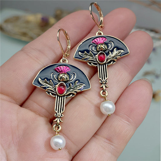 Vintage Fan Drop Earrings