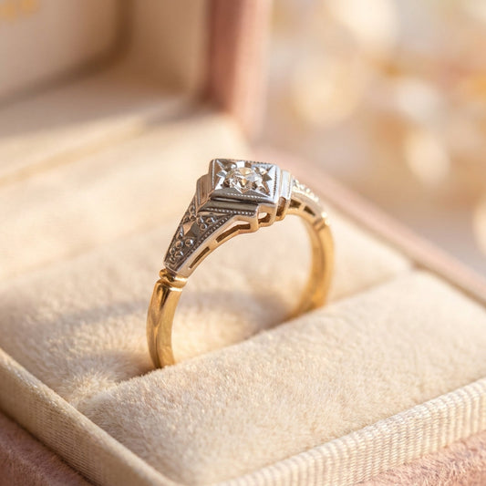 Vintage Glass Star Gold Ring