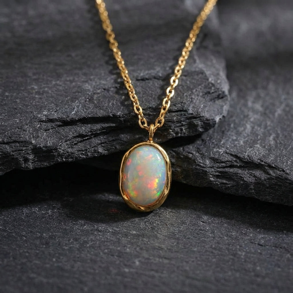 Vintage Glow Opal Stone Necklace