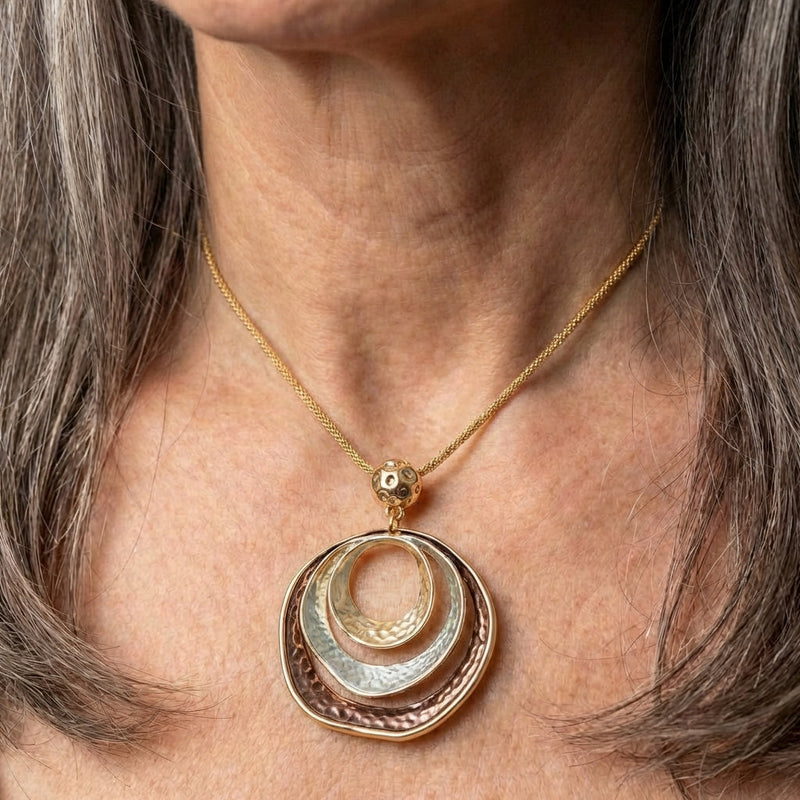 Gold & Bronze Layered Circle Necklace