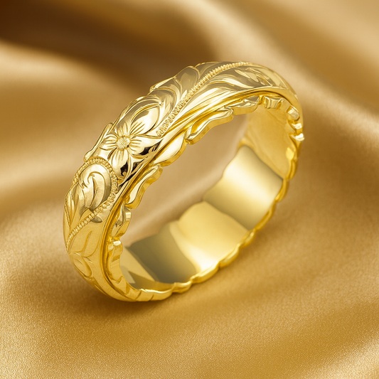 Gold Bloom Pattern Ring