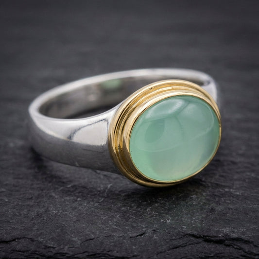 Vintage Gold & Silver Green Stone Ring