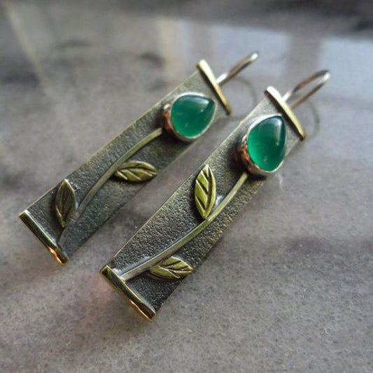 Vintage Green Agate Earrings