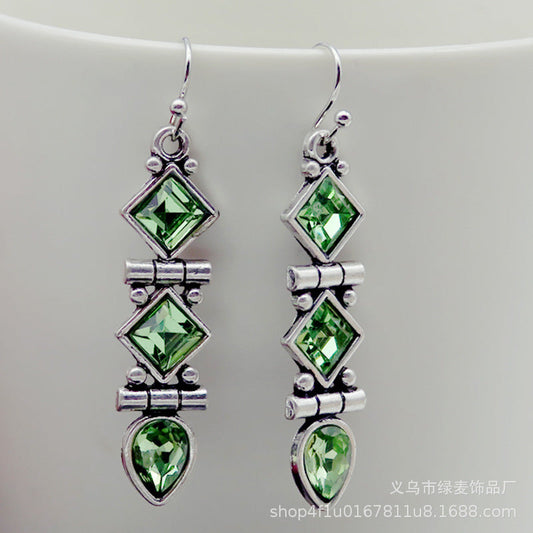 Vintage Green Crystal Earrings