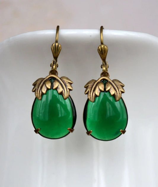 Vintage Green Jade Earrings
