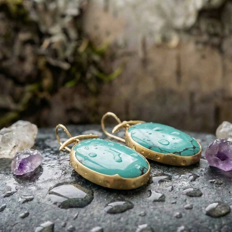 Vintage Green Stone Dangle Earrings