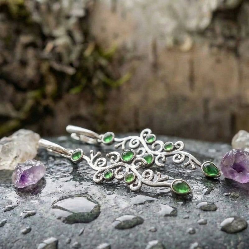 Vintage Green Stone Earrings