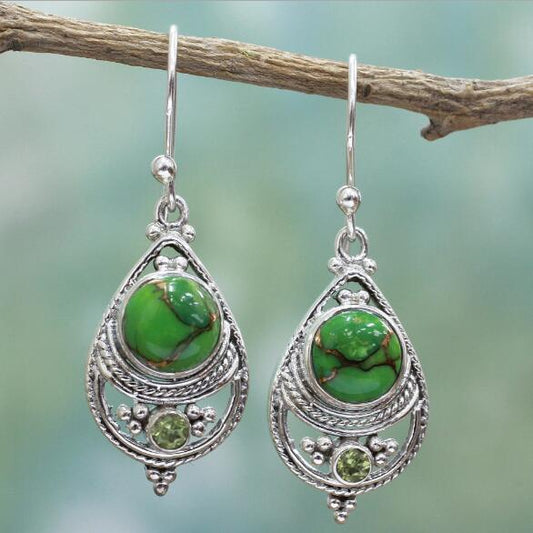 Vintage Green Turquoise Earrings