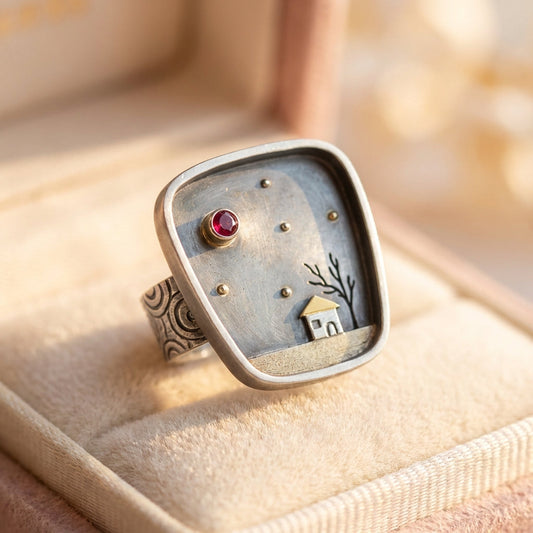 Vintage House Landscape Ring