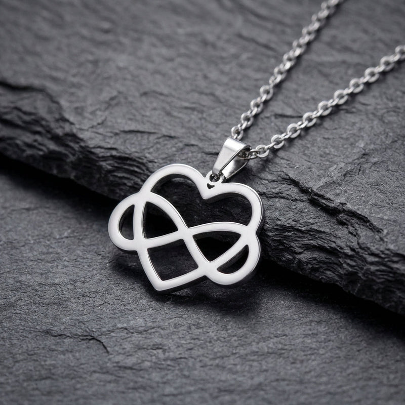 Vintage Infinite Heart Silver Necklace